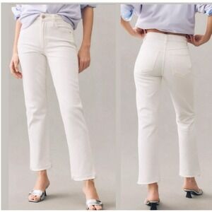 AMO Women's Chloe Crop Denim Jeans Sea Salt White Size 30 High Rise Casual‎
